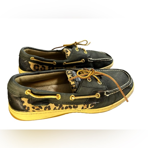 SPERRY womens 11M Firefish Leopard slip on Boat Shoes loafers EUC - Picture 9 of 9